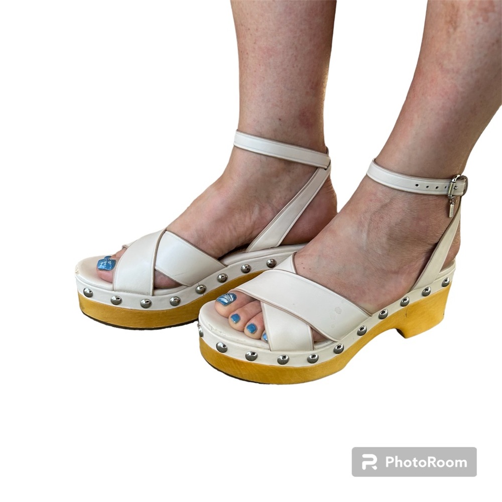 Coach Astor Clog Sandals Size 8 Leather Wedding Resort